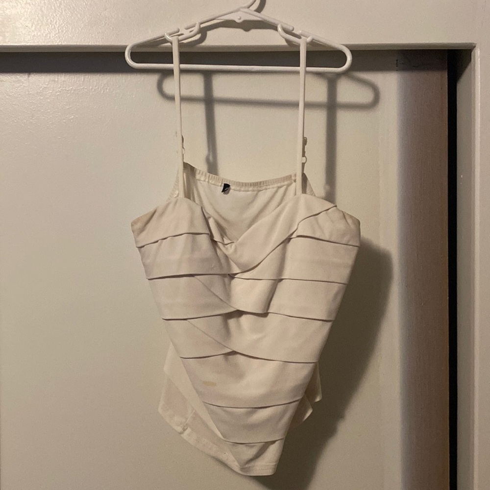 White spaghetti strap cropped blouse